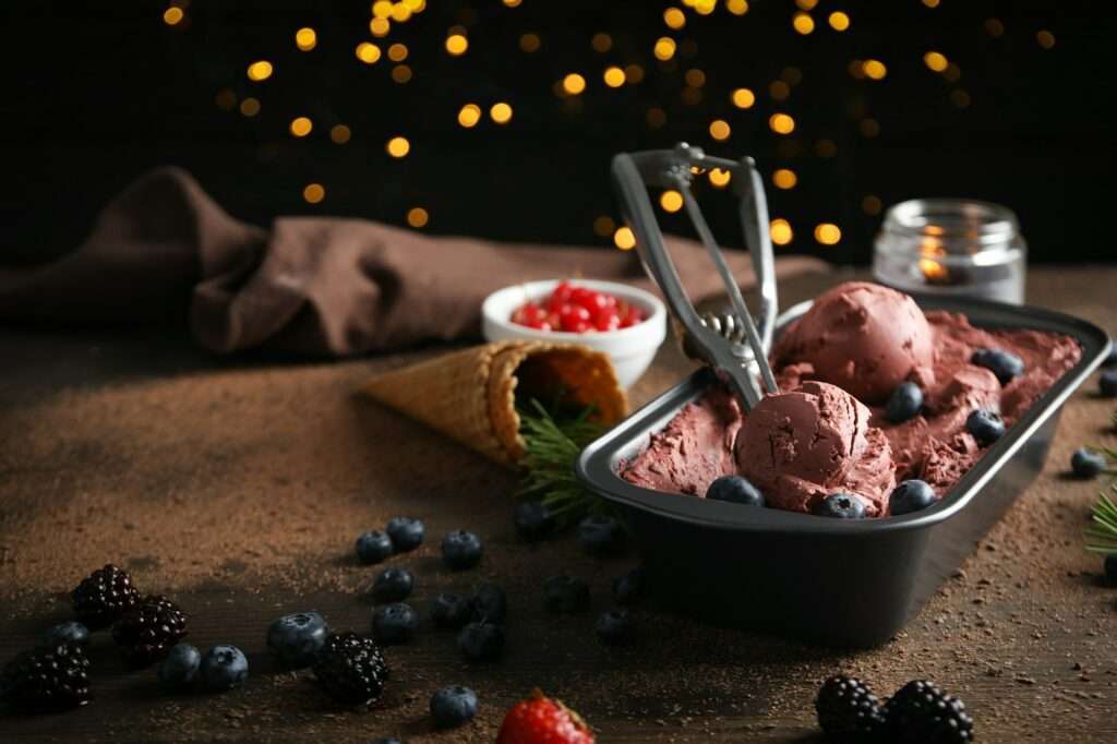 Concept of delicious sweet food, ice cream